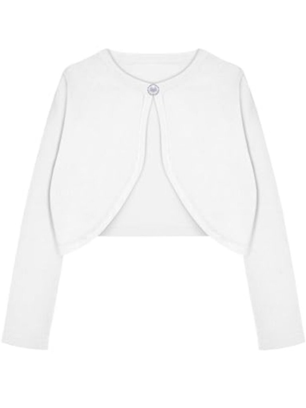 Girls Open Front Shrug Cardigan Long Sleeve Knit Bolero Button Closure